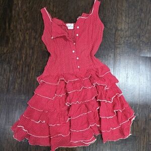 Elegant Red Ruffled Women's Dress